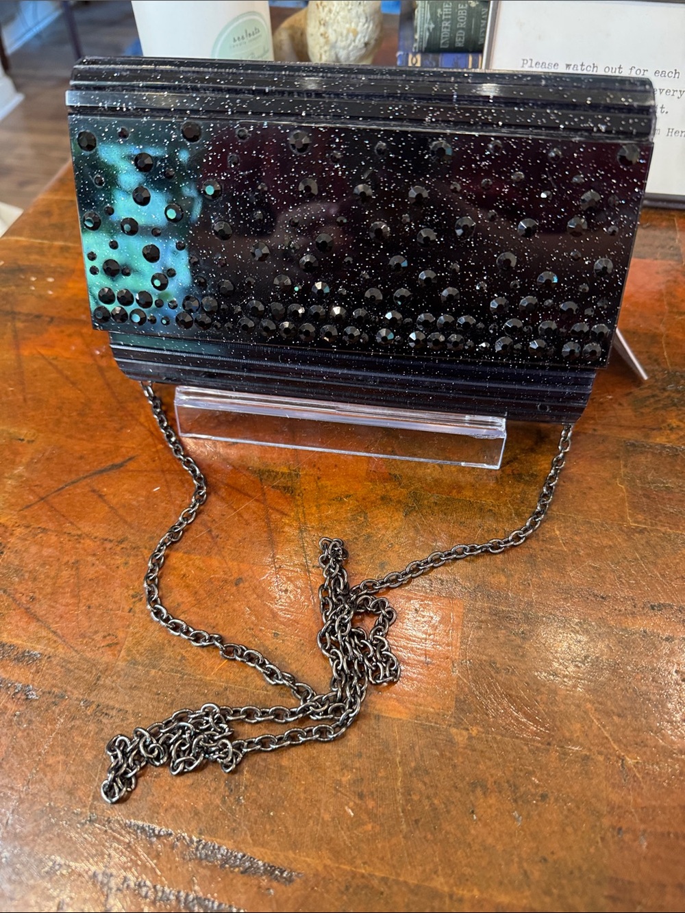Kurt Geiger Black Beaded Crossbody Clutch - Picture 6 of 9
